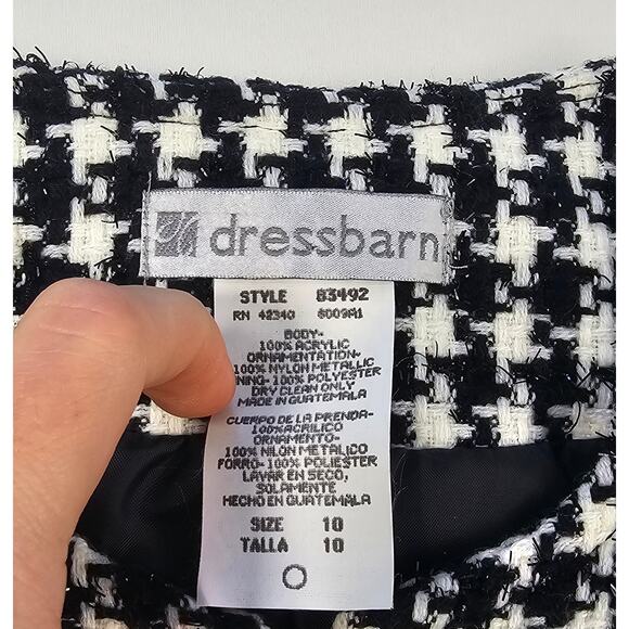 Sparkle houndstooth black shiny shaket full zip blazer vintage dress barn sz 10 - Picture 7 of 9